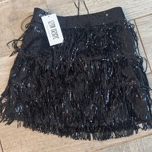 Black Sequin Mini Skirt